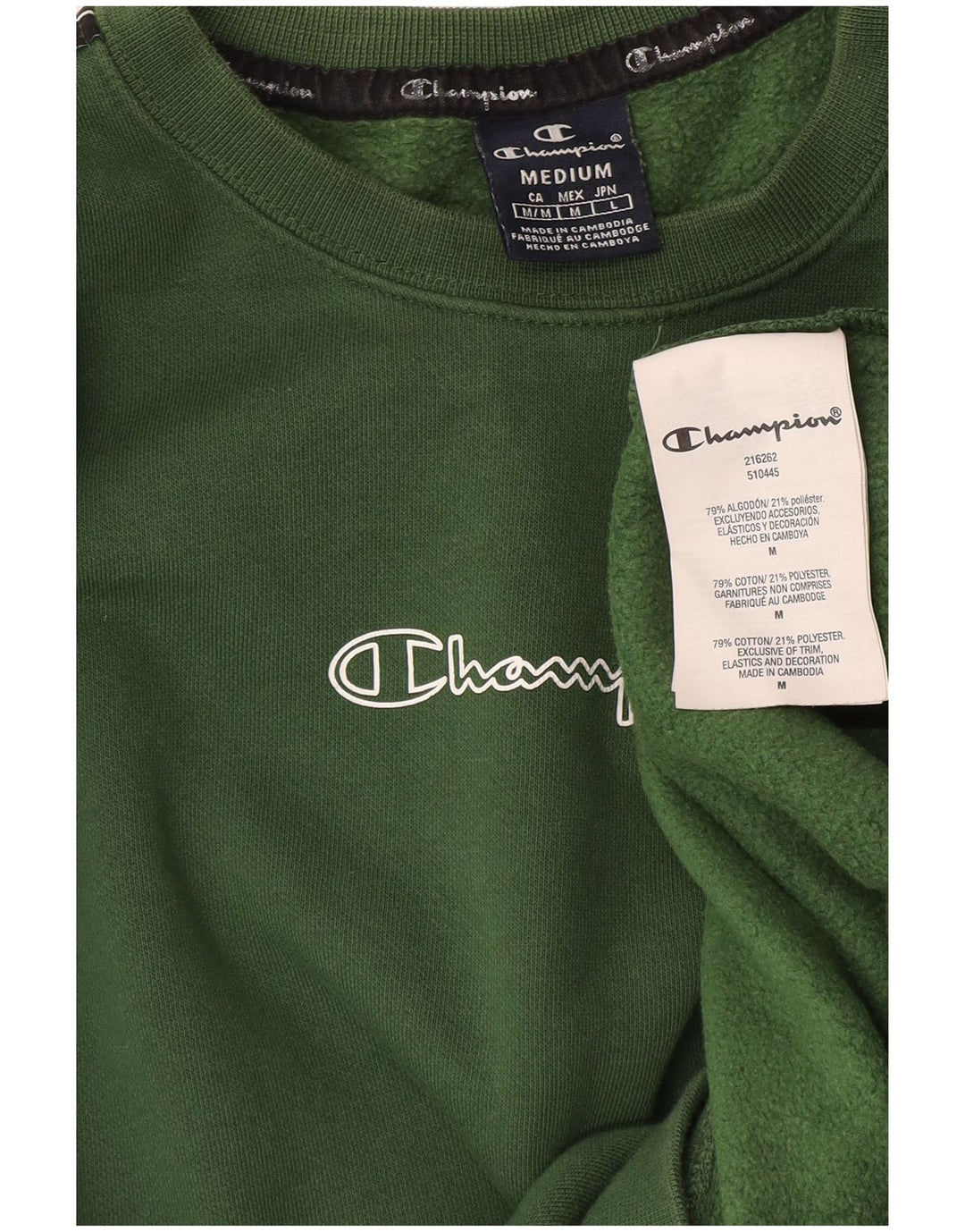 Champion Herre Grafisk Sweatshirt Jumper Medium Grøn Bomuld