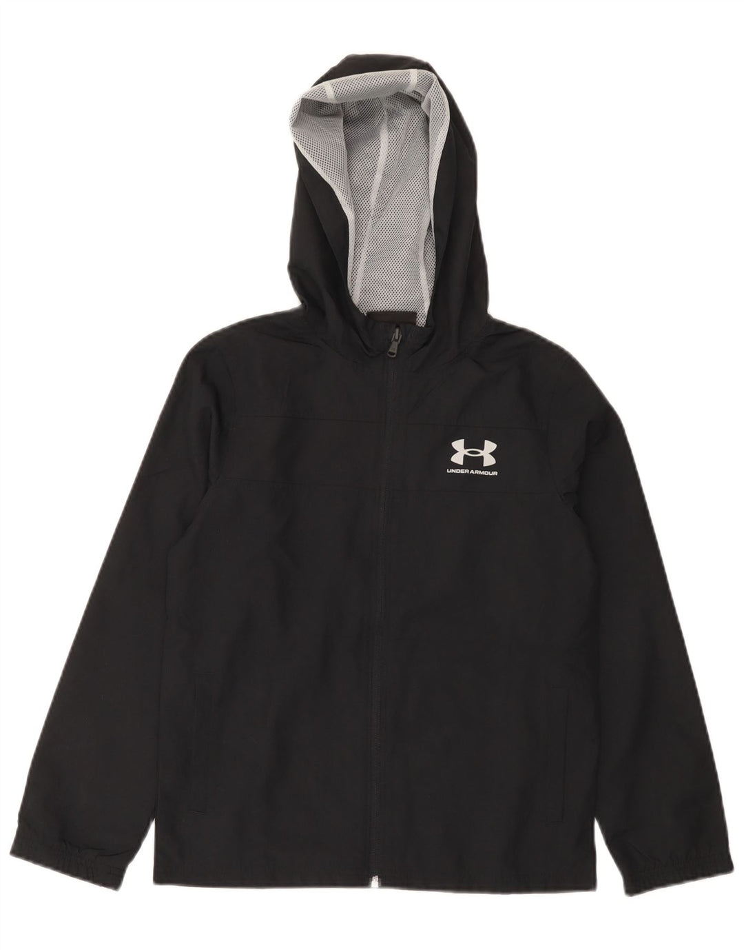 Under Armour Regnjakke med hætte til drenge 9-10 år Medium Sort Polyester
