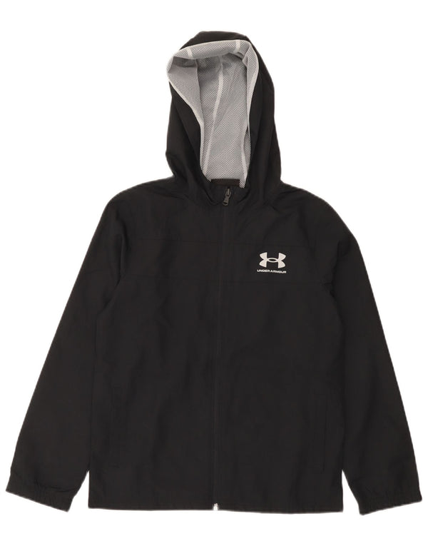 Under Armour Regnjakke med hætte til drenge 9-10 år Medium Sort Polyester