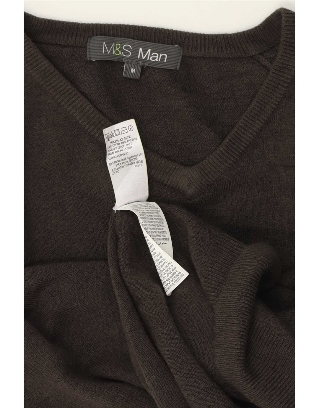 Marks & Spencer Herre V-hals sweater Medium Grå Akryl