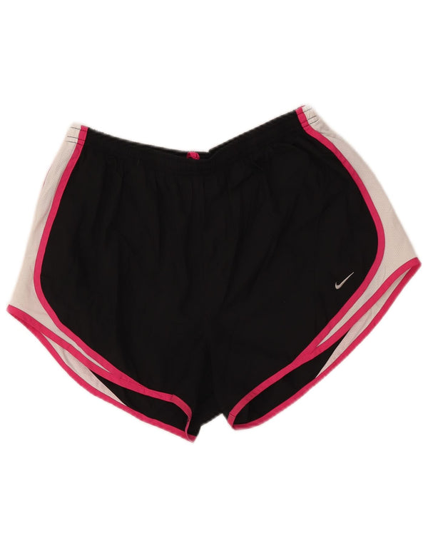 NIKE Dri Fit sportsshorts til kvinder UK 14 Stor sort farveblok