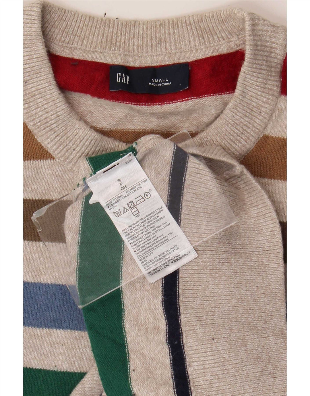 Gap herre rund hals sweater lille flerfarvet stribet bomuld
