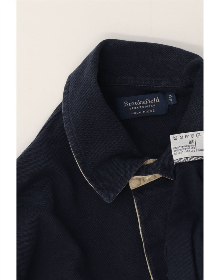 Brooksfield Langærmet Polo Shirt til mænd IT 48 Mellem marineblå bomuld