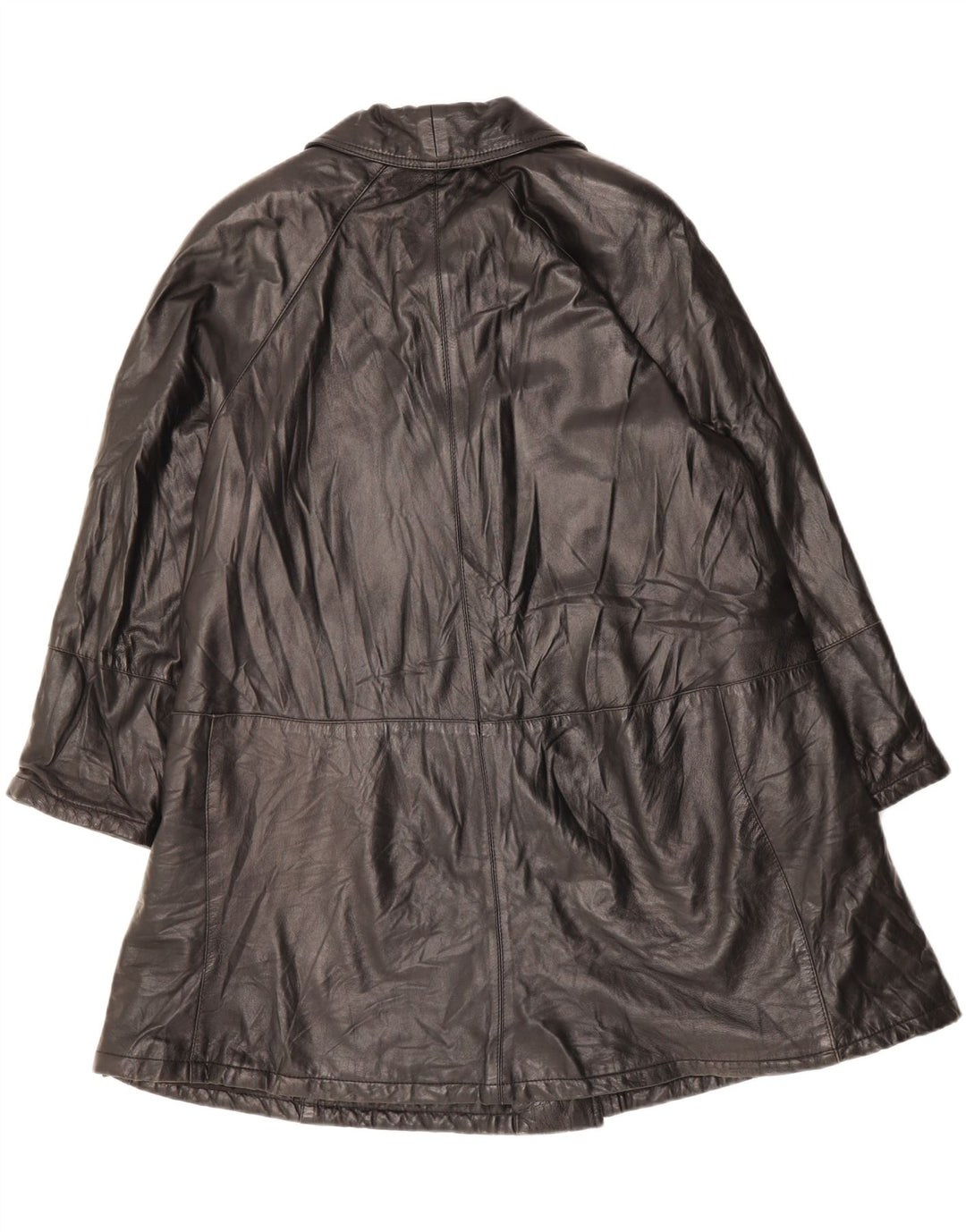 SUPREMA Womens Oversized Leather Coat IT 46 Large Black Leather