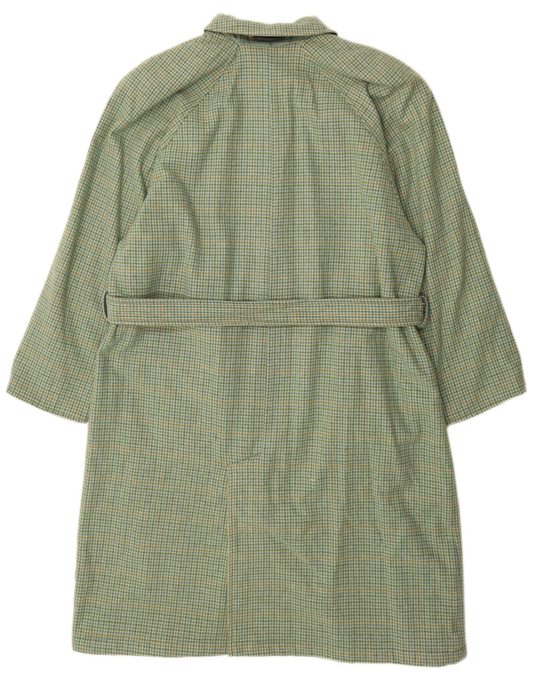 Vintage vendbar trenchcoat til kvinder, UK 16 Large Green Houndstooth