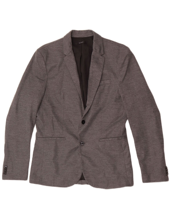 Zara Herre 2-knaps blazerjakke UK 40 Stor grå polyester