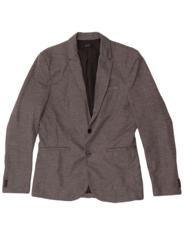 Zara Herre 2-knaps blazerjakke UK 40 Stor grå polyester