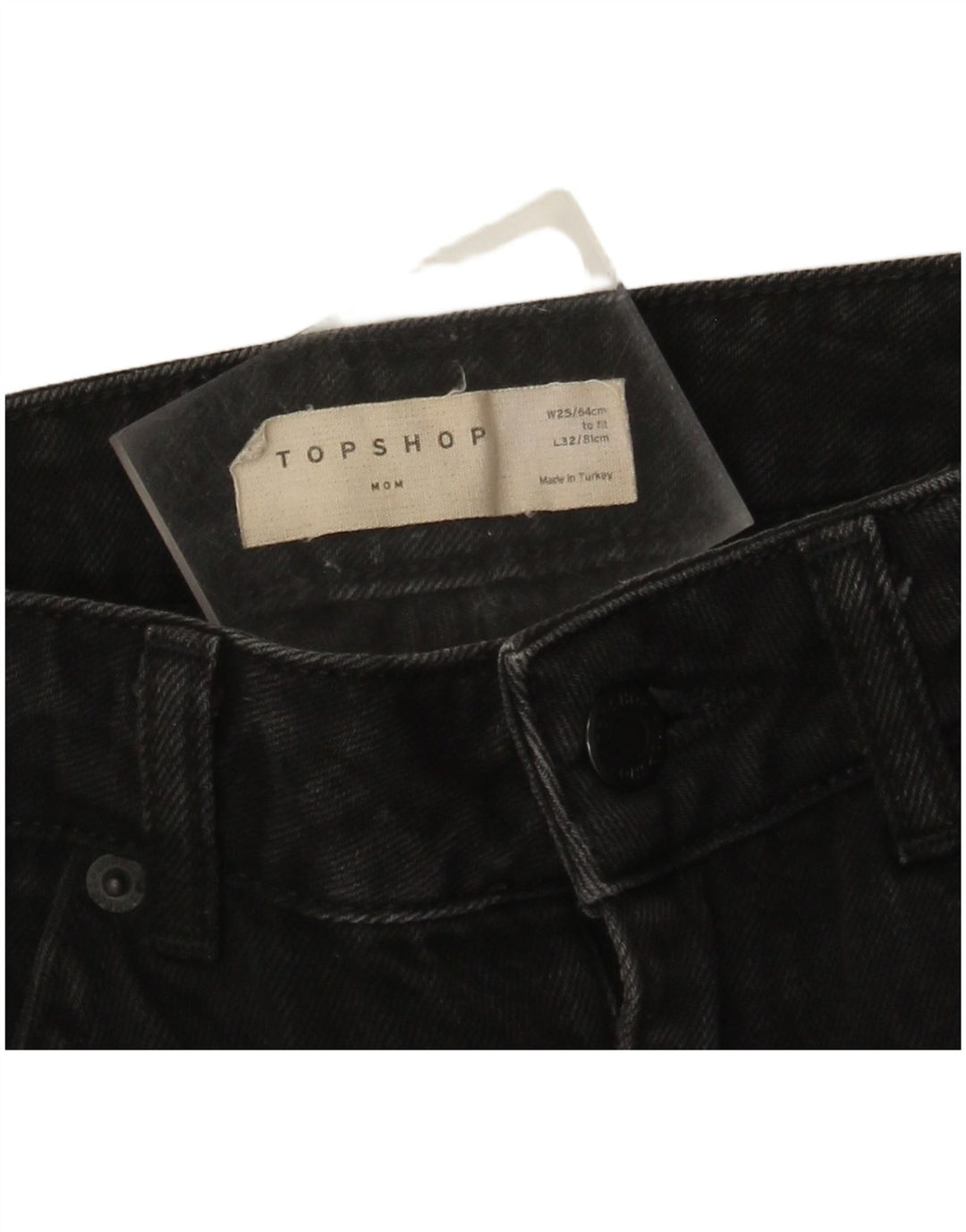 TOPSHOP Dame Mom Tapered Jeans W25 L29 Sort Bomuld