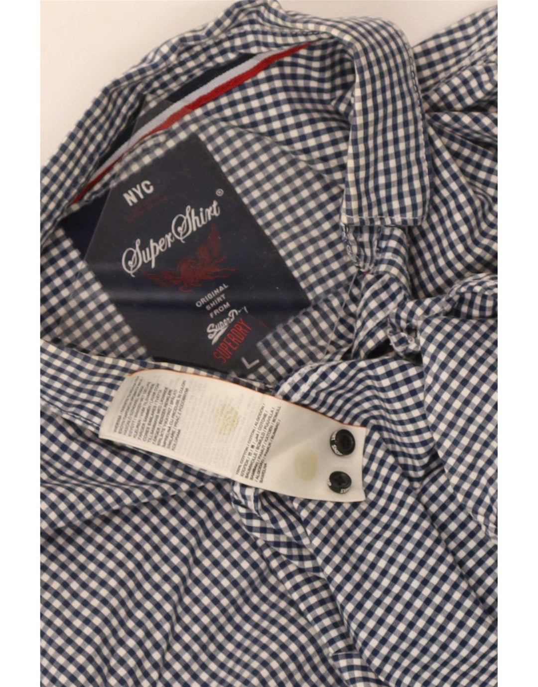 Superdry herreskjorte stor marineblå Gingham bomuld