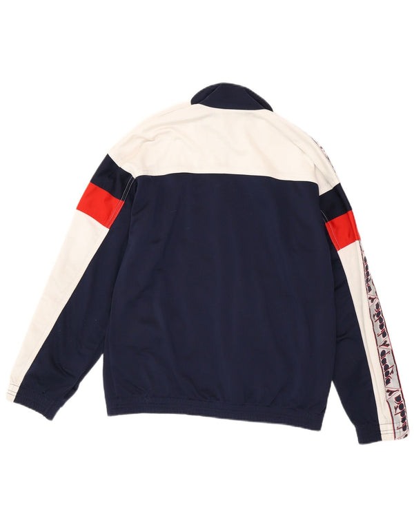 Diadora Mens Graphic Tracksuit Top Jacket UK 32 2XS Navy Blue Colourblock
