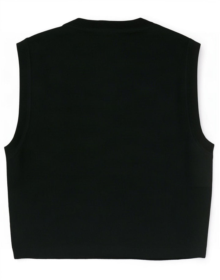 Zara Womens Crop Vest Top UK 14 Large Black