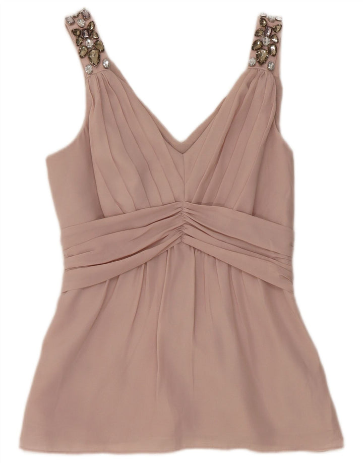 Coast Womens Crop Ærmeløs bluse Top UK 8 Small Pink Polyester