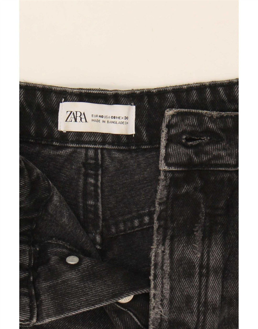 Zara Womens Distressed Denim Shorts EU 40 Medium W30 Sort