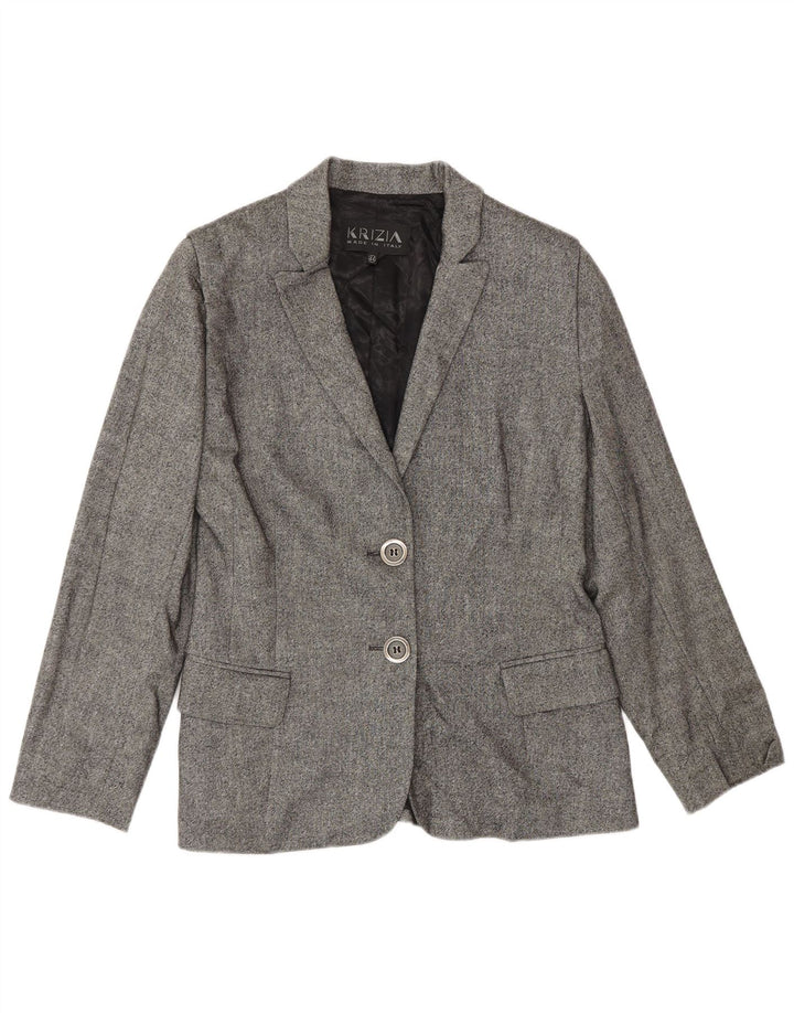 Krizia Dame 2 Button Blazer Jacket IT 44 Medium Grey Uld