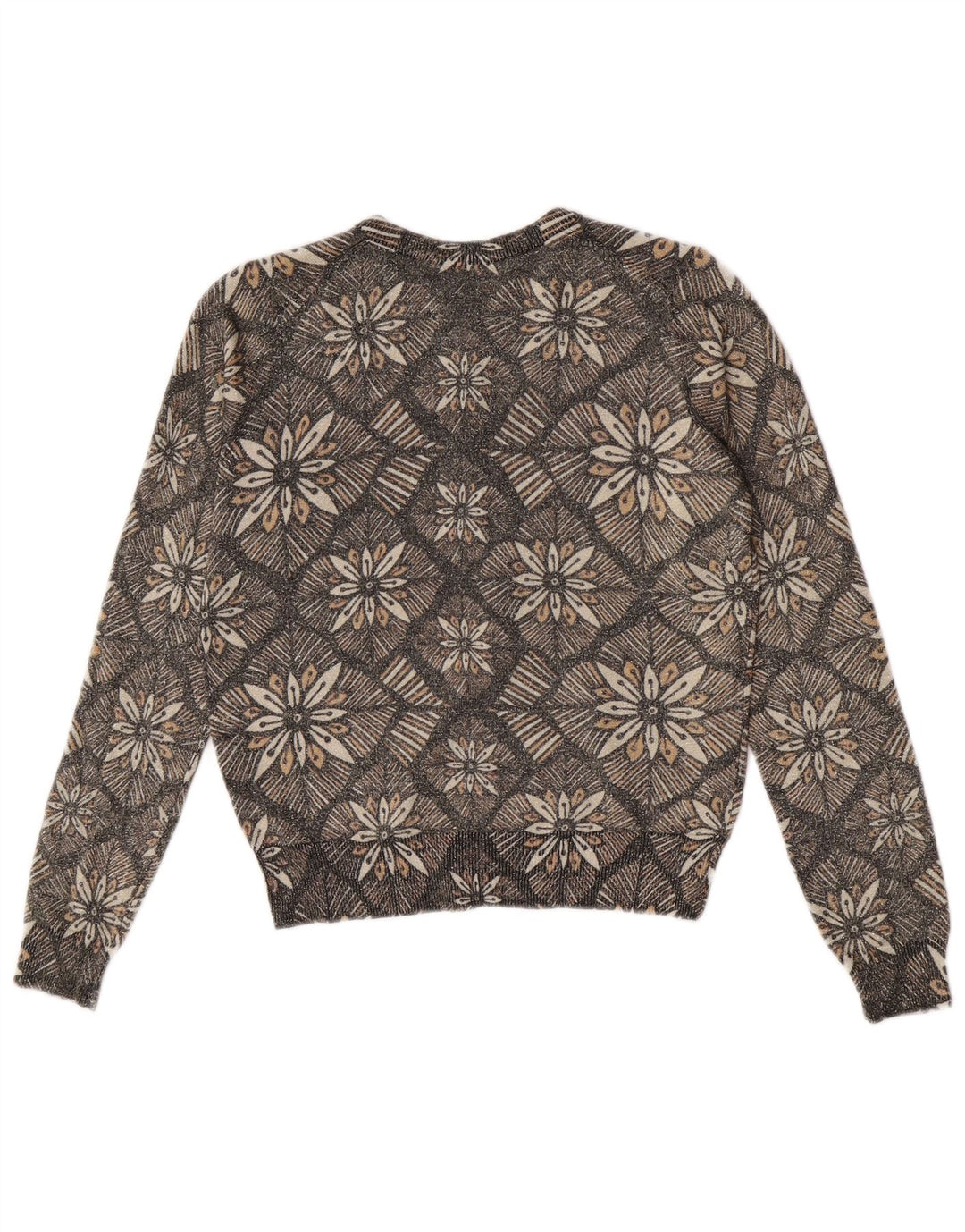 Marks & Spencer Dame Cardigan Sweater UK 12 Medium Grey Floral Viscose