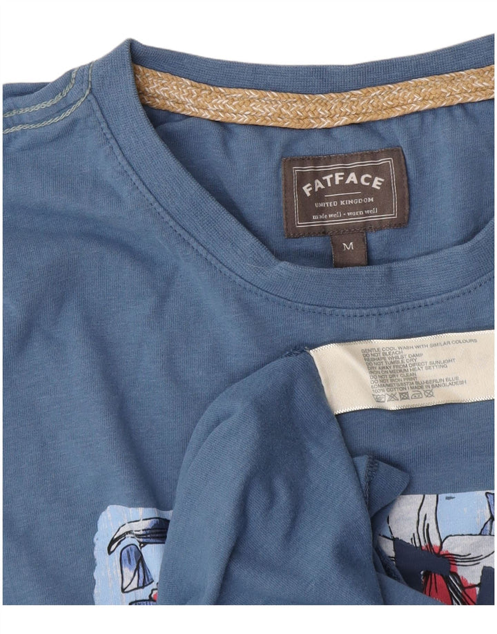 Fat Face Herre grafisk T-shirt Top Medium Blue Bomuld