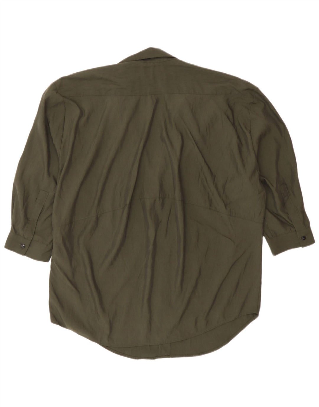 Zara 3/4 ærmet oversized trøje til kvinder UK 6 XS Khaki Lyocell