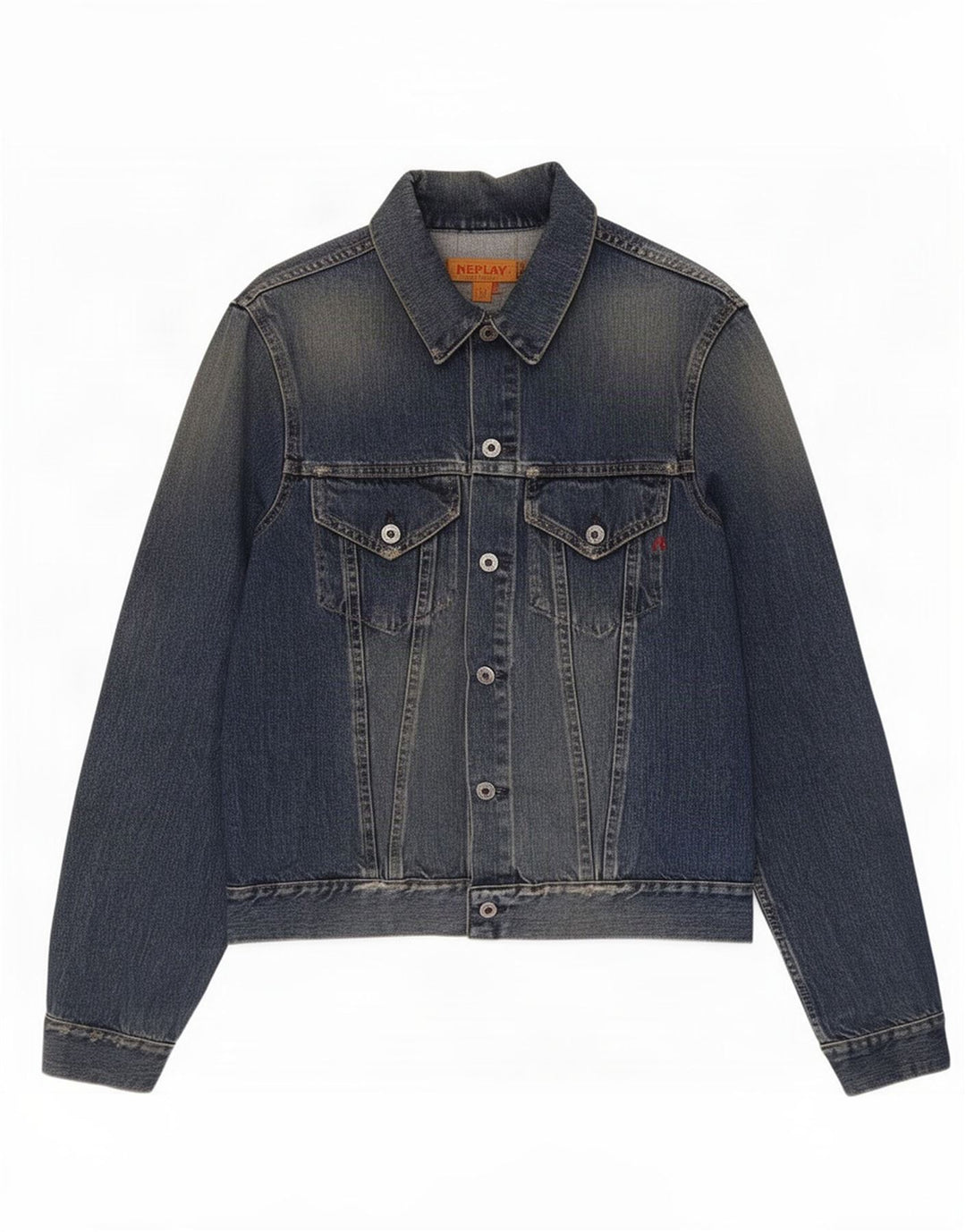 Replay Herre Distressed Denim Jacket UK 40 Large Blue Cotton