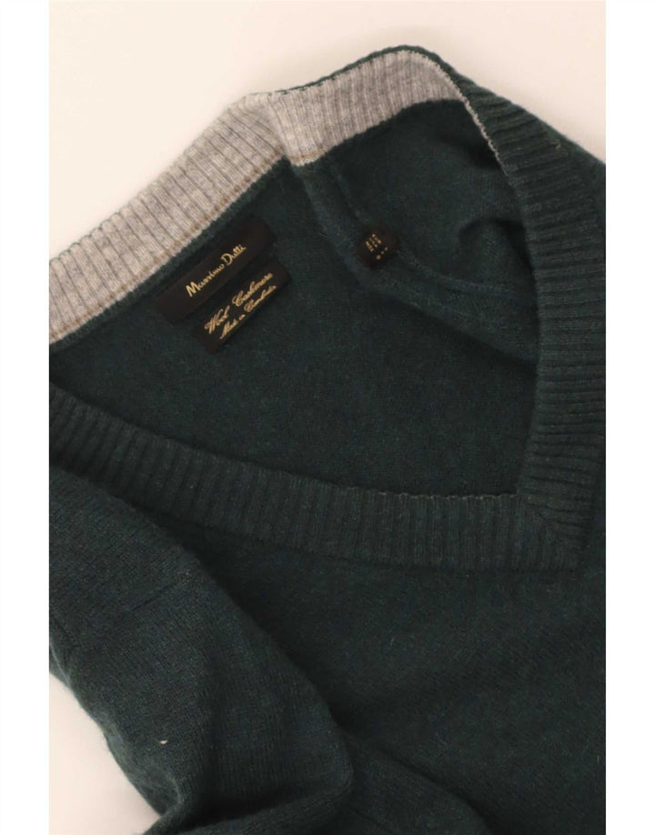 Massimo Dutti Herre V-hals sweater Stor grøn uld