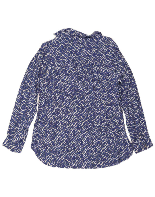 Fat Face Dame Pullover Shirt UK 12 Medium Blue Floral Viscose