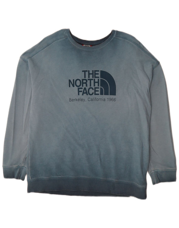 The North Face Dame Grafisk Sweatshirt Jumper UK 16 Stor Blå Bomuld