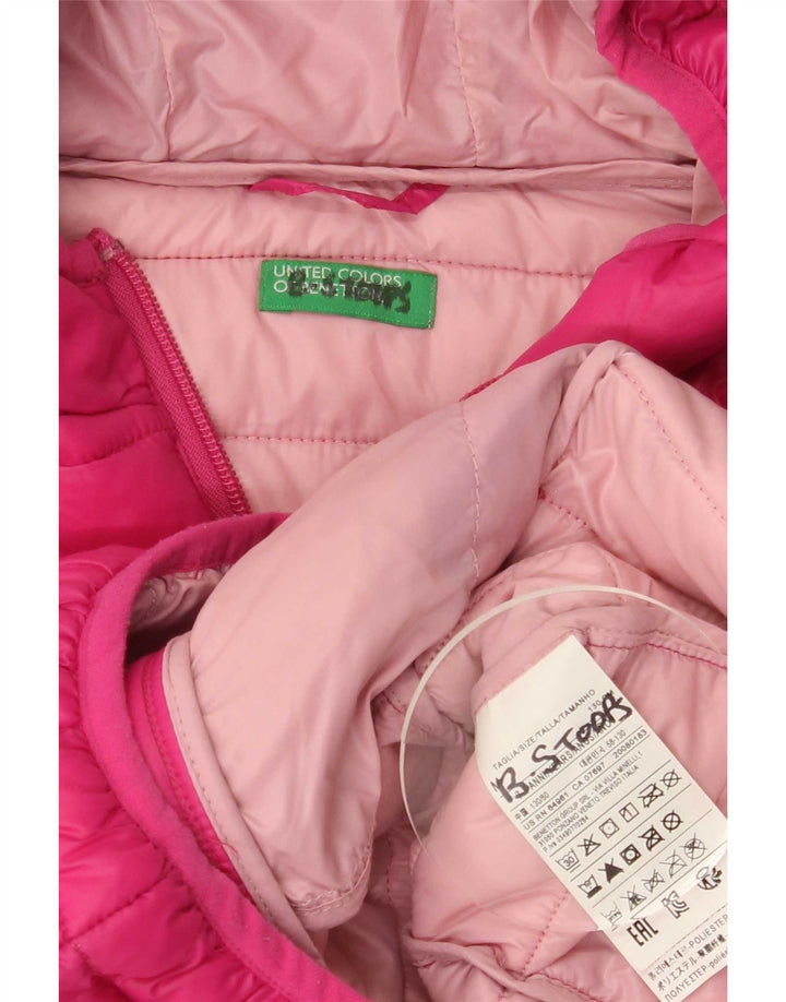 Benetton Piger Polstret Hættejakke 7-8 år Medium Pink Polyamid