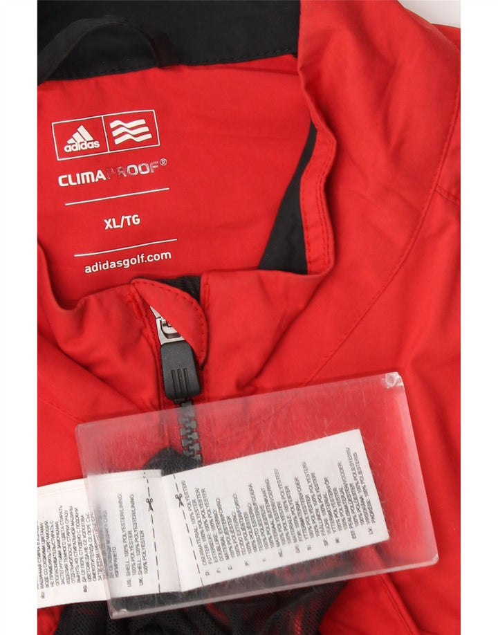 Adidas Herre Clima Proof Regnjakke UK 42 XL Rød Colourblock Polyester