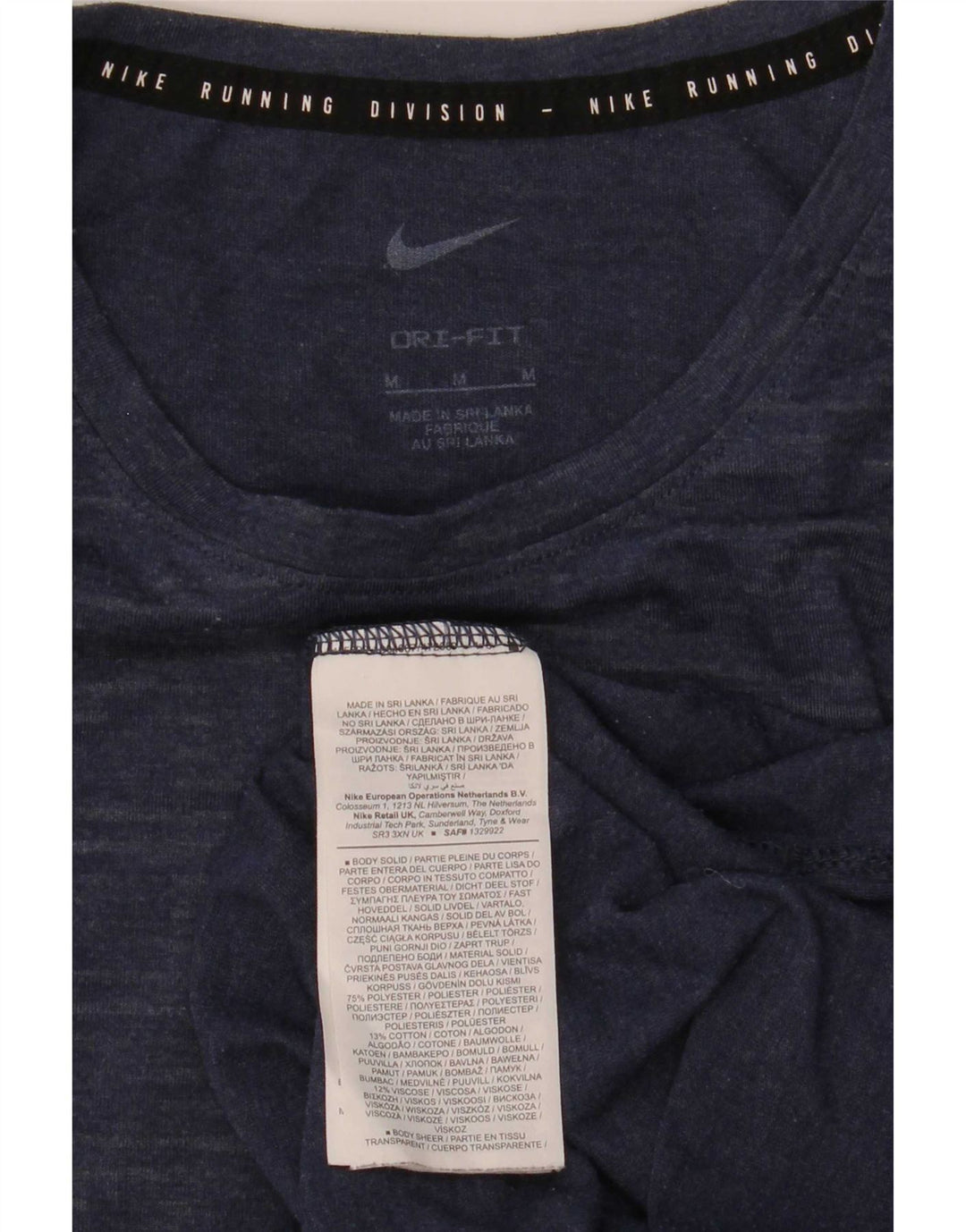 Nike herre Dri Fit T-shirt top mellem marineblå nålestribet polyester