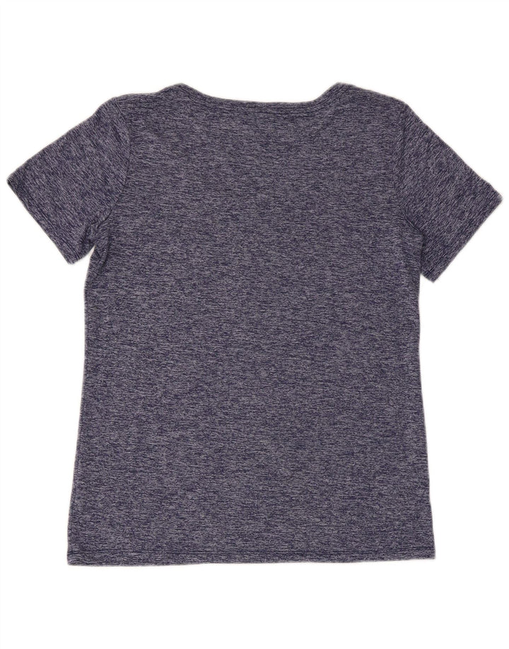 Nike Dame Dri Fit T-Shirt Top UK 10 Small Navy Blue Flecked Polyester