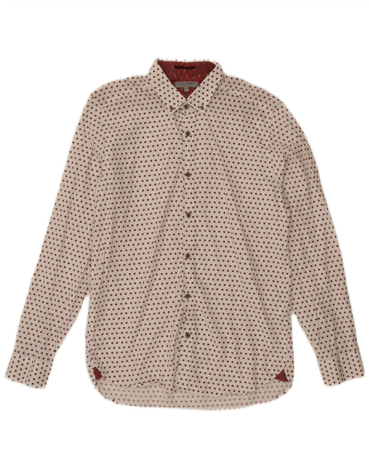 Ted Baker herreskjorte str. 3 Medium Hvid plettet bomuld