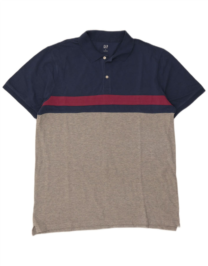Gap Polo Shirt til mænd XL Grå Colourblock Bomuld