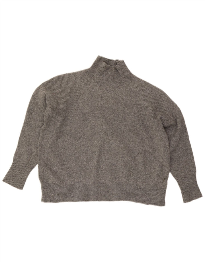 JOULES Dame Oversized Turtle Neck Jumper Sweater UK 18 XL Grå Uld