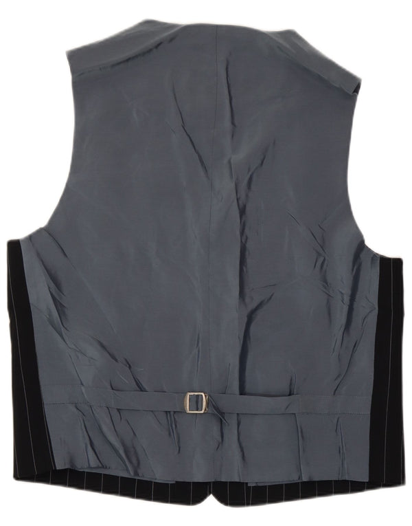 Vintage Mens Waistcoat IT 52 Large Black Pinstripe Virgin Wool
