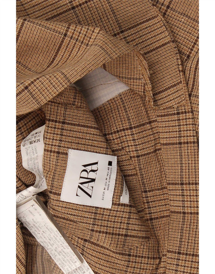 Zara Herre 2-knaps blazerjakke UK 38 Medium brun ternet bomuld