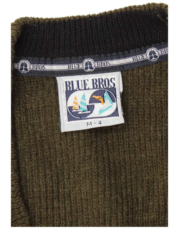 Vintage herre cardigan sweater Medium Khaki Wool