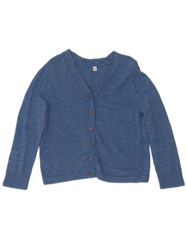 White Stuff Dame Cardigan Sweater UK 14 Large Blue Flecked Bomuld