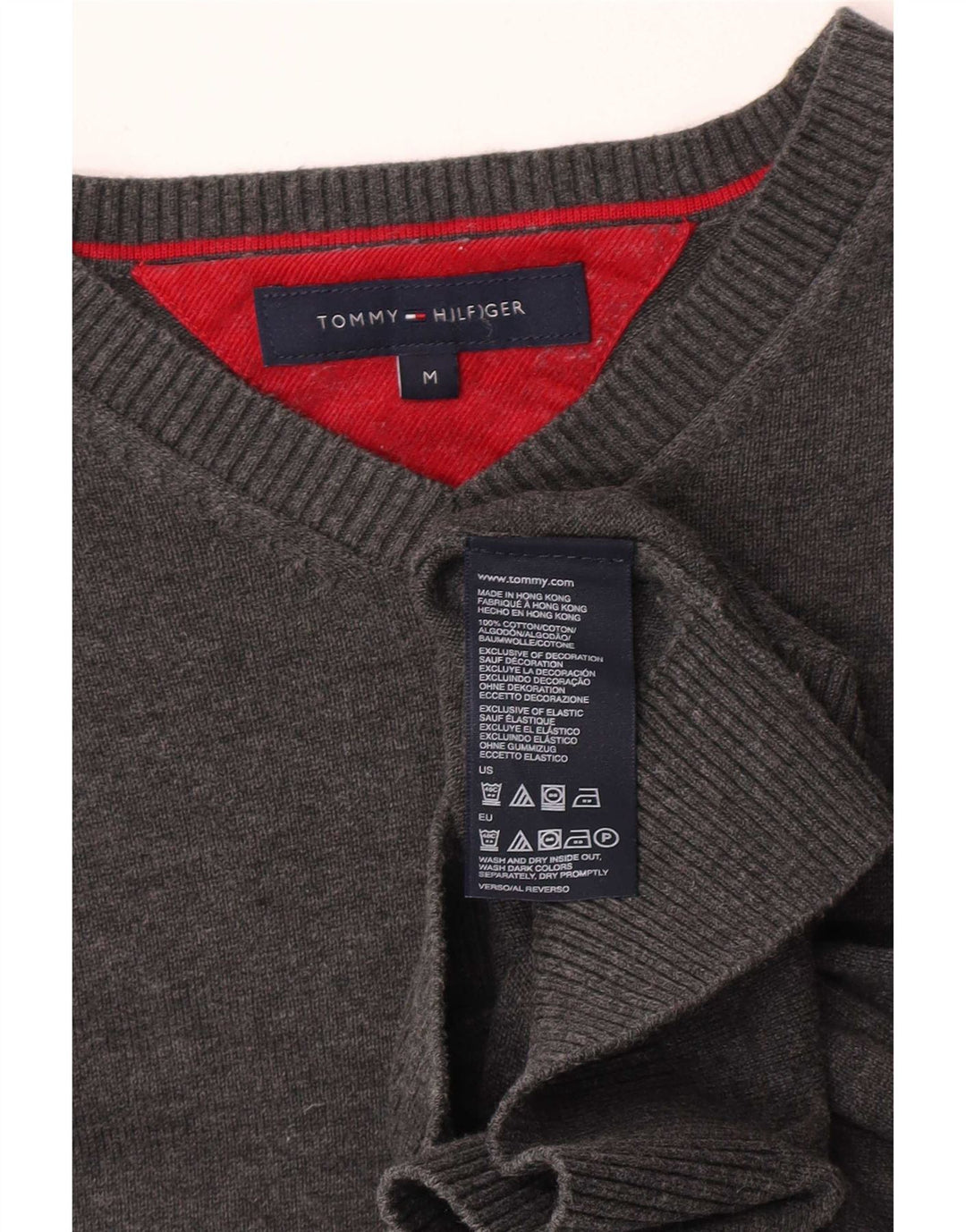Tommy Hilfiger Herre V-hals sweater Medium Grå Bomuld