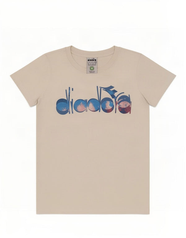 Diadora Womens Graphic T-Shirt Top UK 10 Small White Cotton