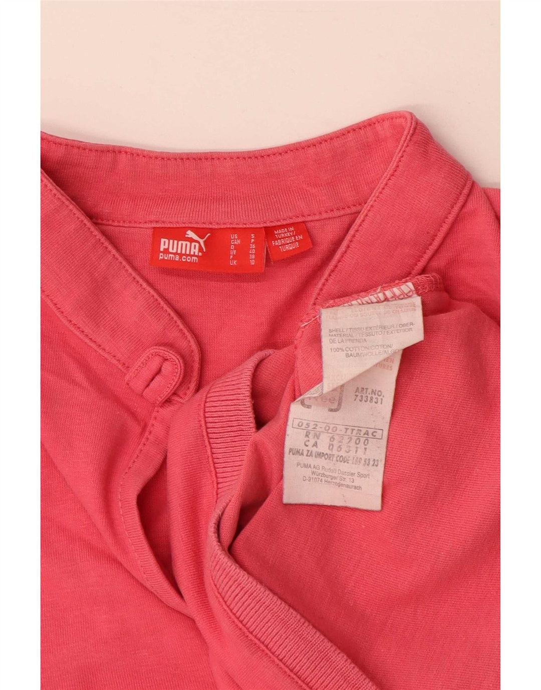 Puma Grafisk T-Shirt Top UK 10 Lille Rød Bomuld