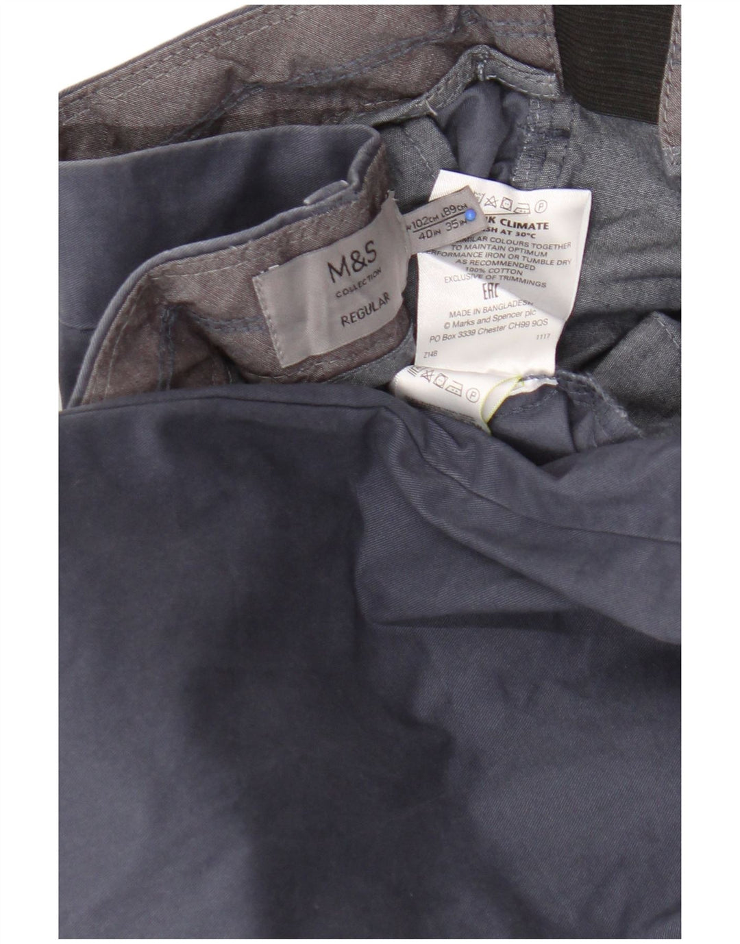 Marks & Spencer Herre Regular Chino Bukser W40 L32 Blå Bomuld