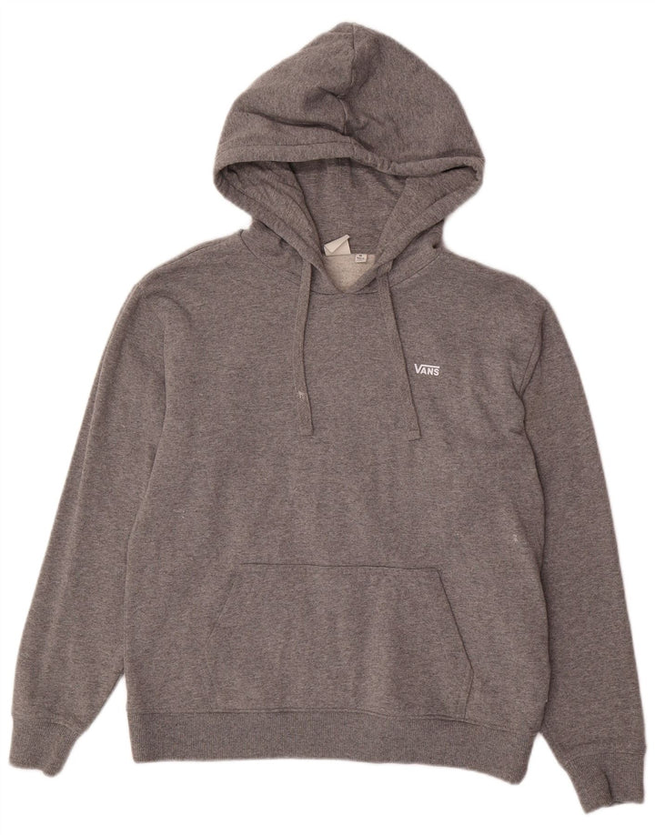 VANS Womens Graphic Hoodie Jumper UK 14 Medium Grey Cotton