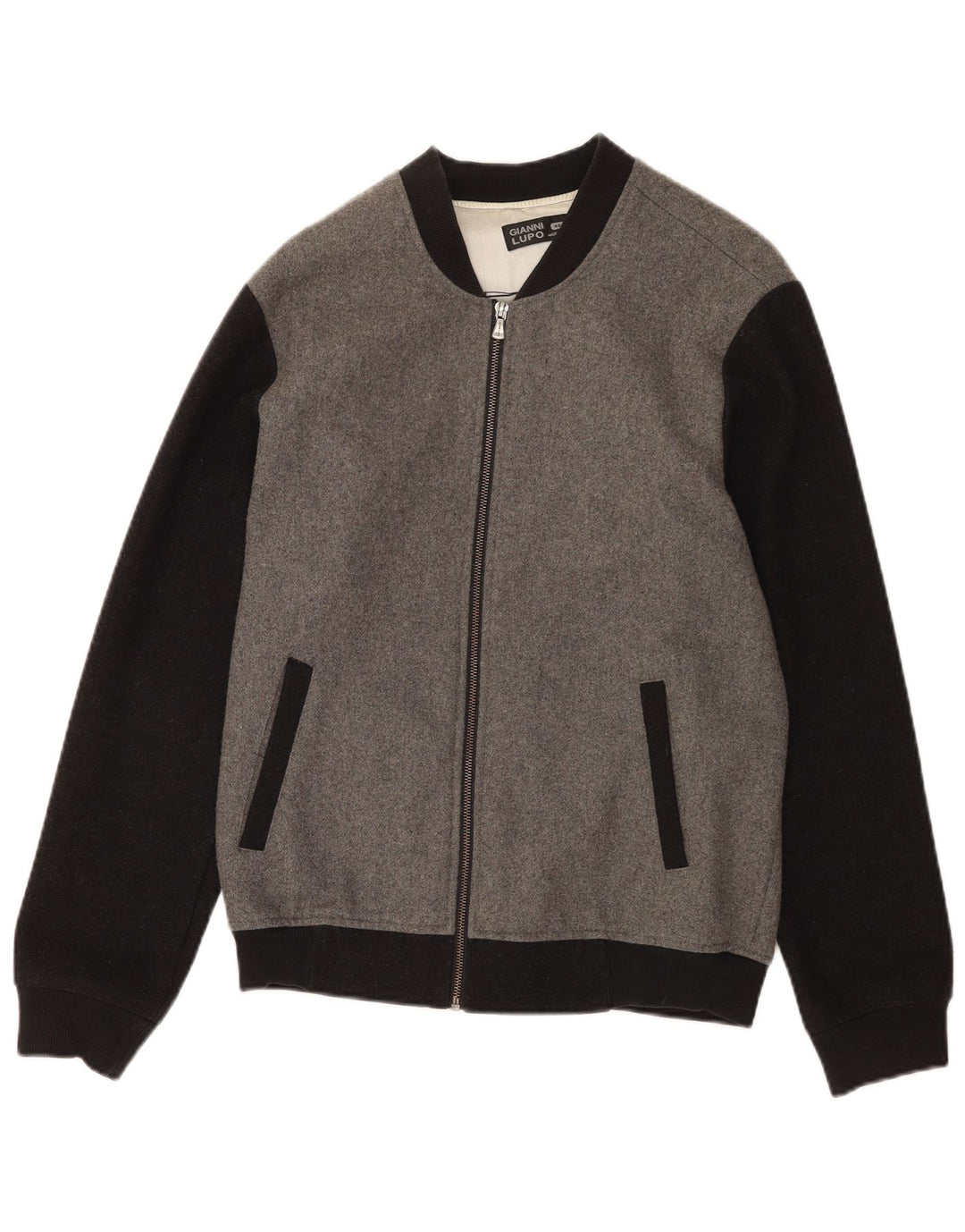 Gianni Lupo Herre Bomber Jacket UK 40 Large Grå Colourblock Uld