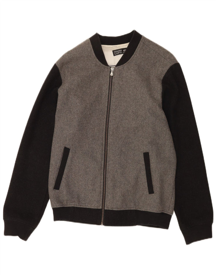 Gianni Lupo Herre Bomber Jacket UK 40 Large Grå Colourblock Uld