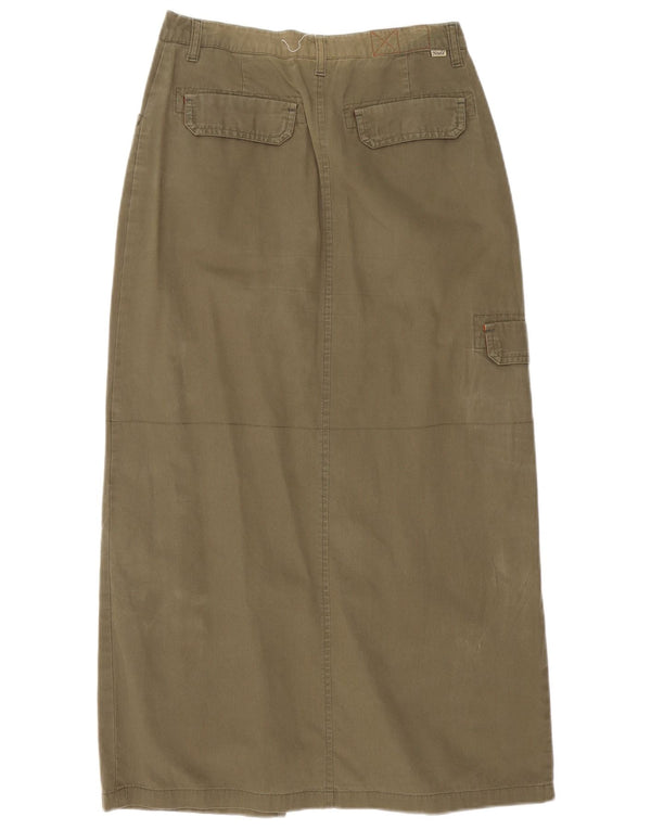 Vintage Womens Maxi Cargo Skirt EU 36 Small W28 Khaki Cotton