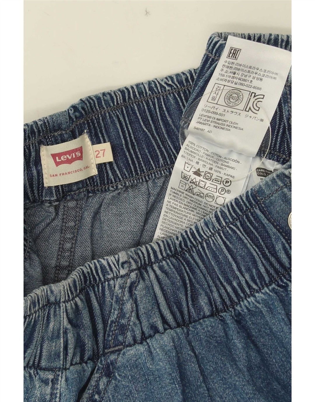 Levi's denimnederdel til kvinder W27, lille blå bomuld