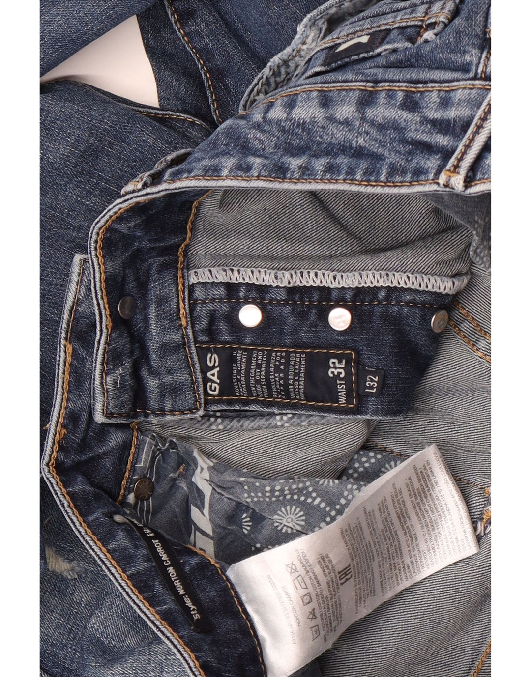 Gas Herre Distressed Slim Jeans W32 L32 Blå Bomuld