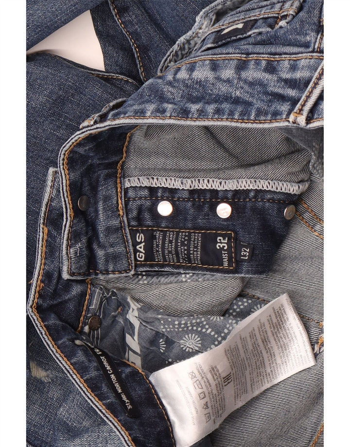 Gas Herre Distressed Slim Jeans W32 L32 Blå Bomuld