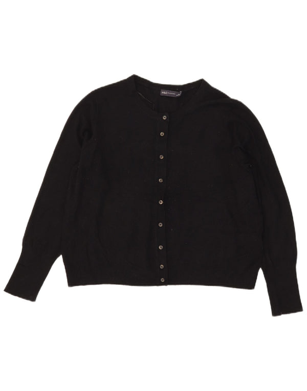 Marks & Spencer Dame Crop Cardigan Sweater UK 18 XL Sort Viscose