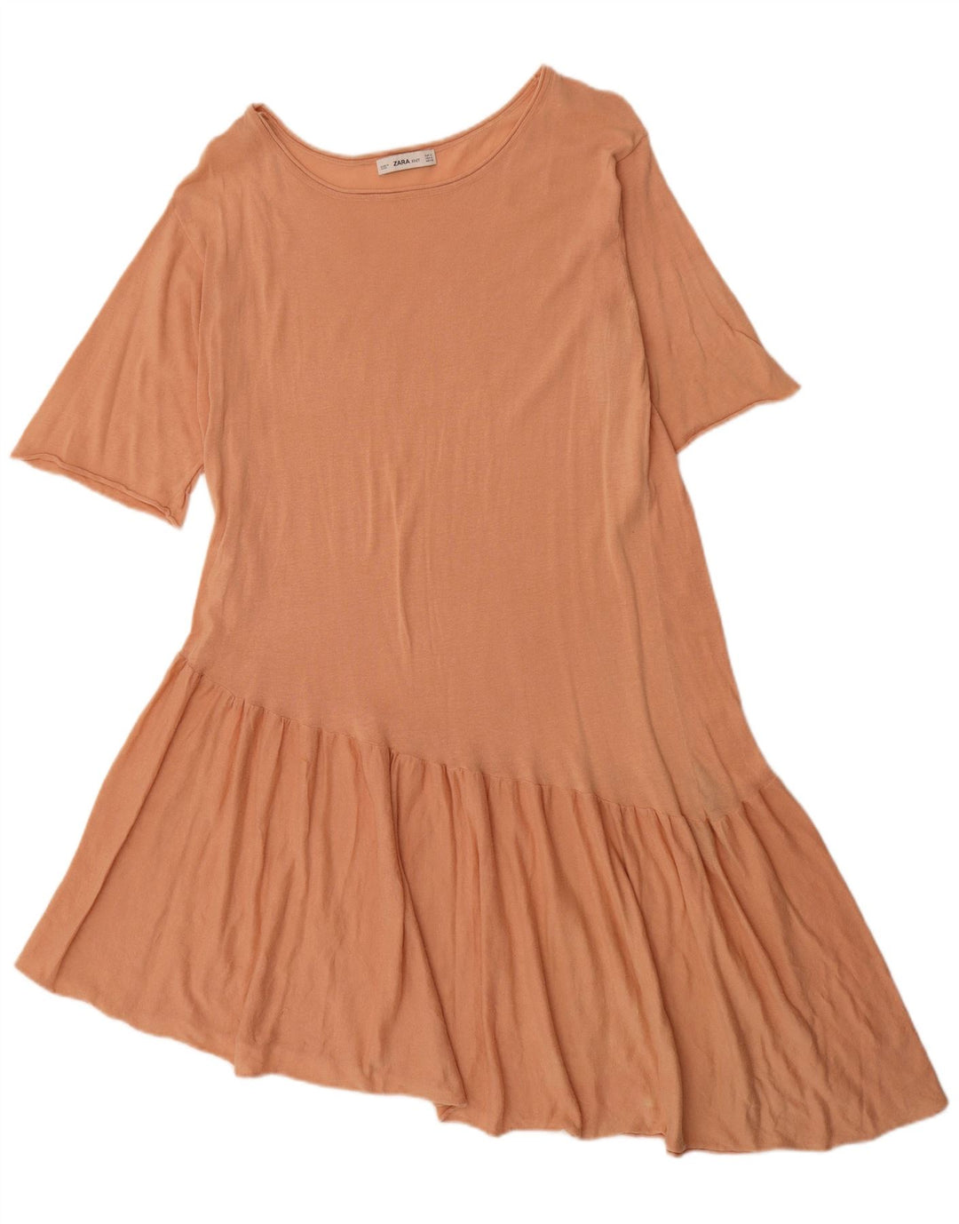 Zara Dame Asymmetrisk Kjole UK 14 Medium Orange