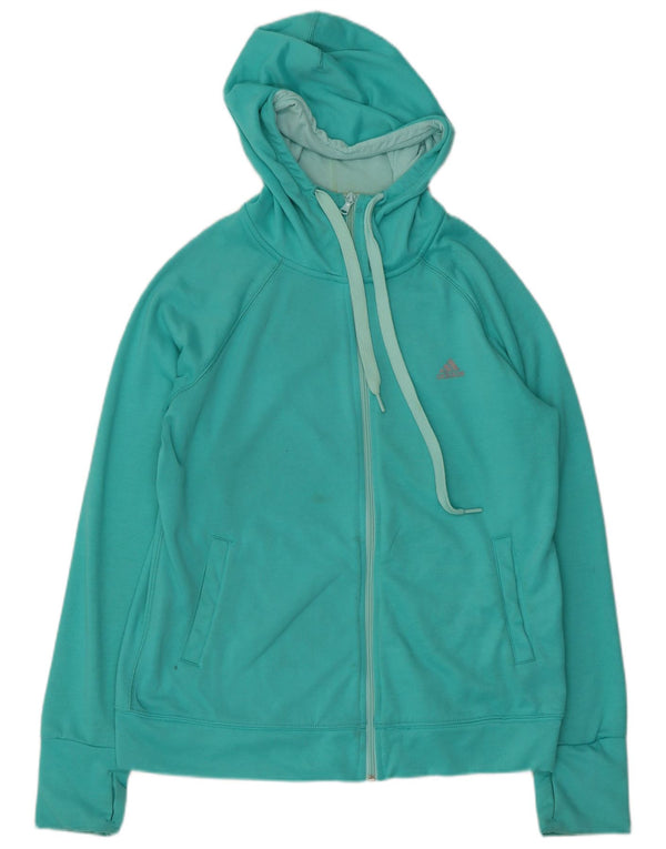 ADIDAS Climalite hættetrøje med lynlås til kvinder UK 16/18 Stor turkis